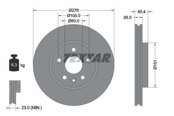 Disques de frein TEXTAR ref. 92277103
