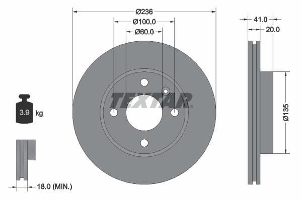 Disques de frein TEXTAR ref. 92278703