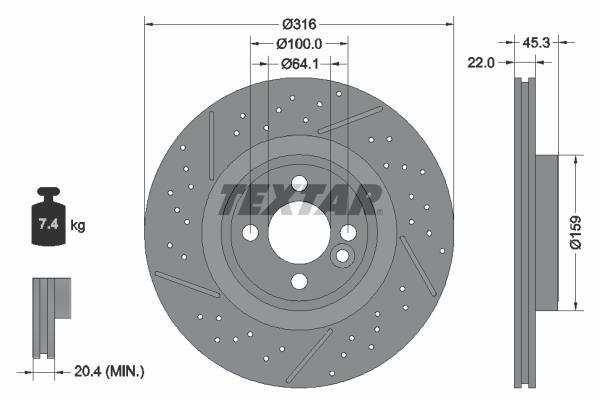 Discos de travão TEXTAR 92279105