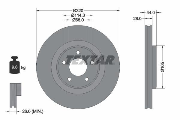 Disques de frein TEXTAR 92283503