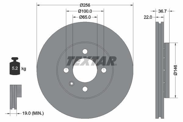 Disques de frein TEXTAR ref. 92287003