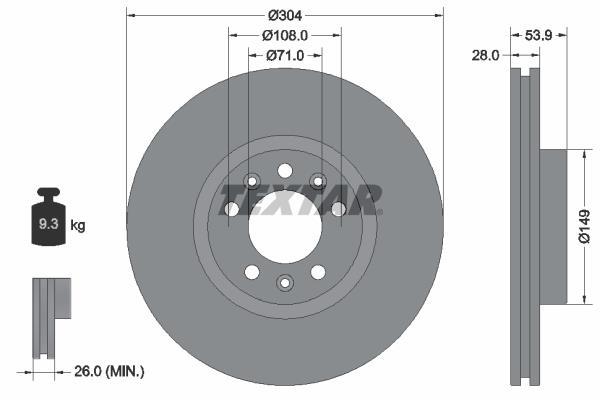 Disques de frein TEXTAR ref. 92287203