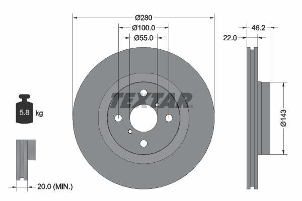 Discos de travão TEXTAR 92287603