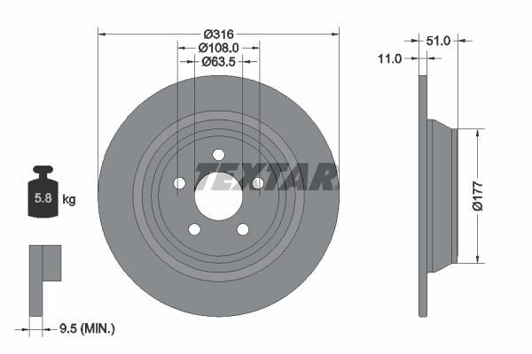 Disques de frein TEXTAR ref. 92291903