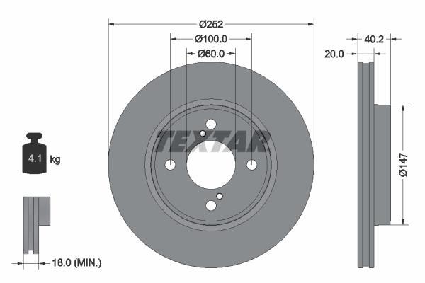 Discos de travão TEXTAR 92303703