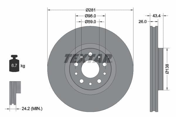 Disques de frein TEXTAR 92304803