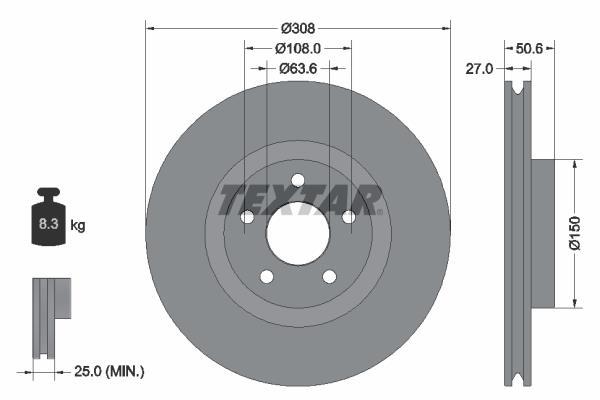 Disques de frein TEXTAR 92306703