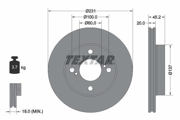 Disques de frein TEXTAR 92309403