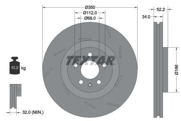 Disco de frenos delantero derecho TEXTAR ref. 92319105