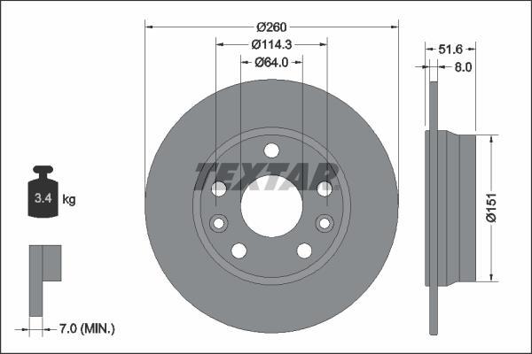 Disques de frein TEXTAR 92337703