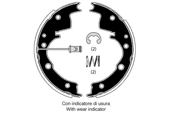 Jeu de 4 mâchoires de frein (Garniture de frein à tambour) Raicam Industrie S.r.l. ref. RA26060