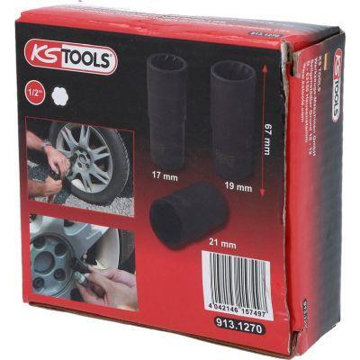 Coffret de douilles 1/2 extraction goujons roues antivol KS TOOLS ref. 913.1270