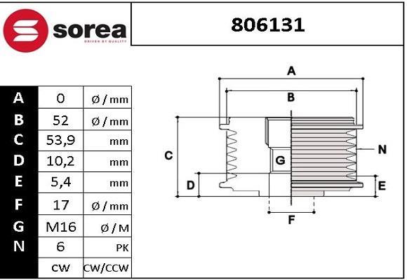 Rueda libre alternador SNRA ref. 806131