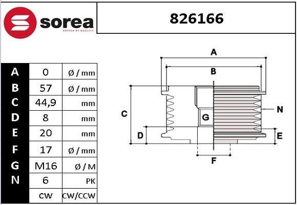 Rueda libre alternador SNRA ref. 826166