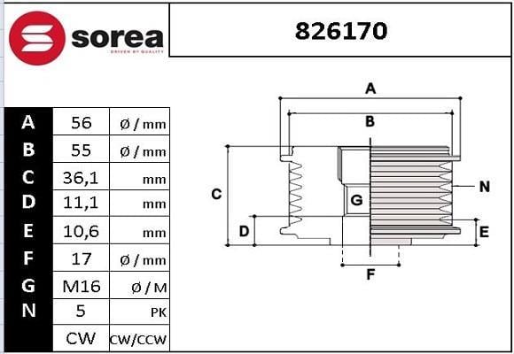 Rueda libre alternador SNRA ref. 826170