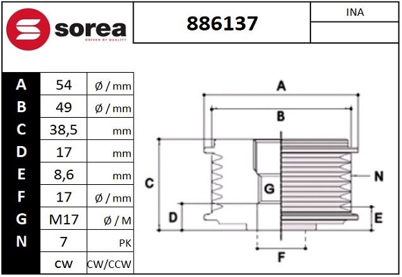 Rueda libre alternador SNRA 886137