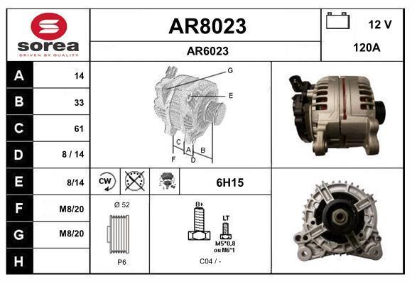 Alternateur SNRA ref. AR8023