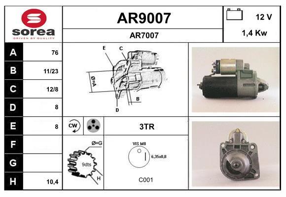 Motor de arranque (Arrancador) SNRA ref. AR9007