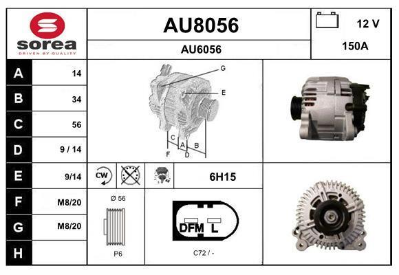 Alternateur SNRA ref. AU8056