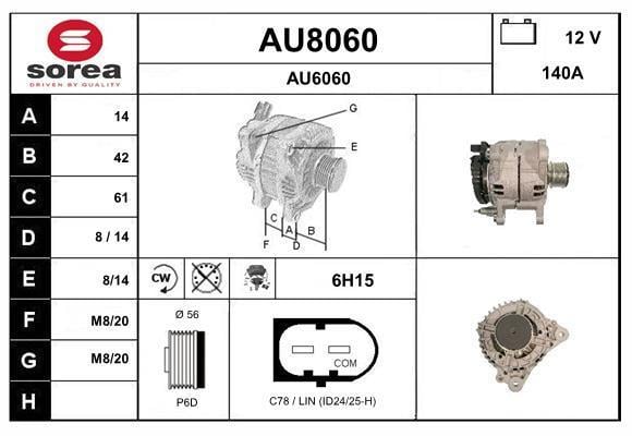 Alternador SNRA ref. AU8060