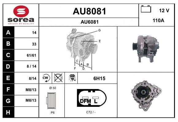 Alternador SNRA ref. AU8081