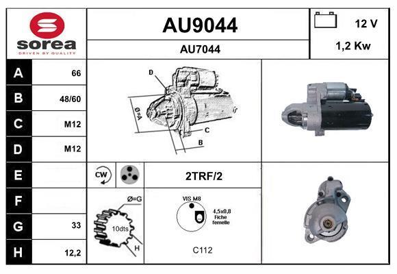 Motor de arranque (Arrancador) SNRA ref. AU9044