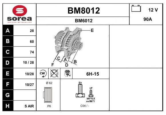 Alternador SNRA ref. BM8012