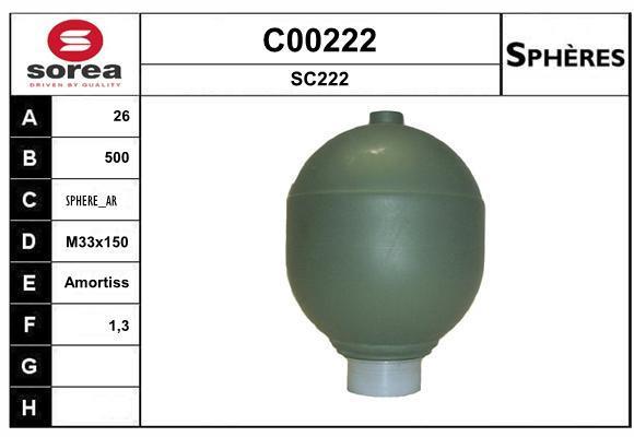 Sphère, accumulateur de suspension (Sphère de suspension) SNRA ref. C00222