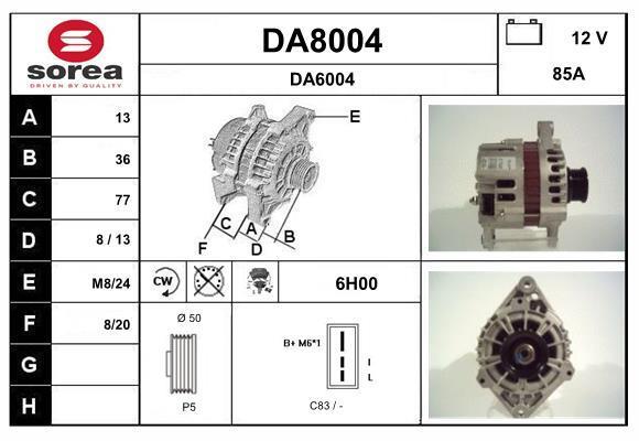 Alternador SNRA ref. DA8004
