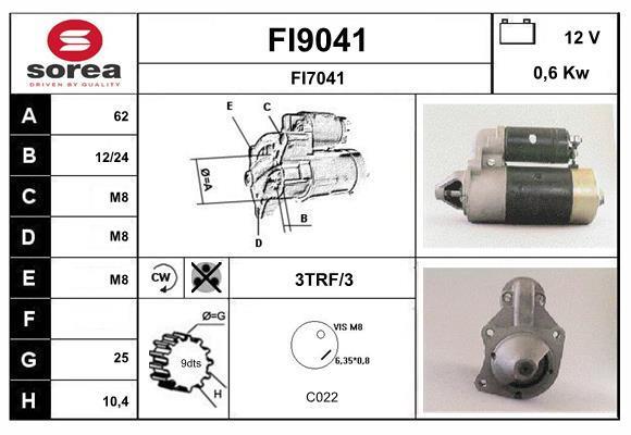 Motor de arranque (Arrancador) SNRA ref. FI9041