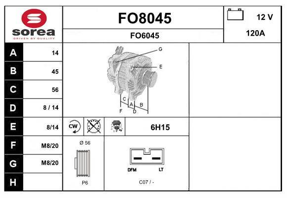 Alternador SNRA ref. FO8045