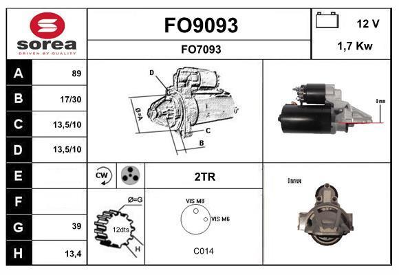Motor de arranque (Arrancador) SNRA ref. FO9093