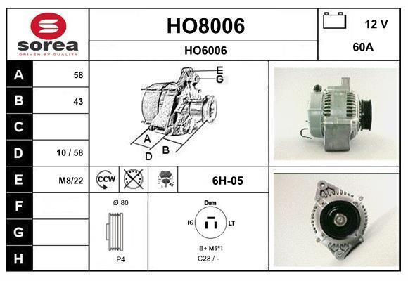 Alternateur SNRA ref. HO8006