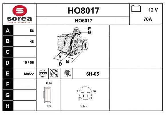Alternador SNRA ref. HO8017