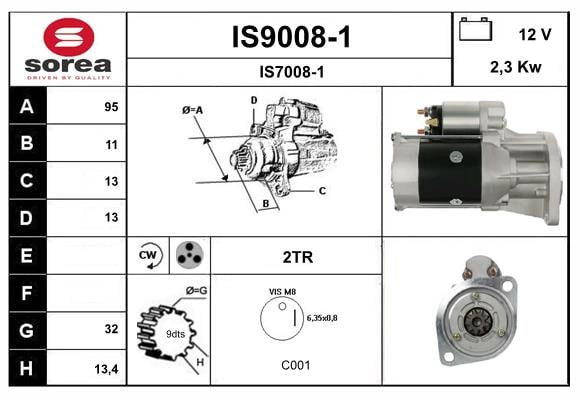 Motor de arranque SNRA IS9008-1
