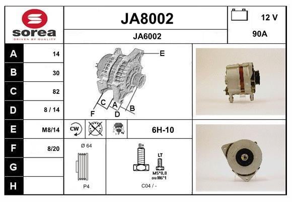 Alternateur SNRA ref. JA8002