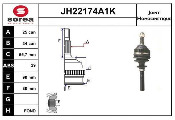 Junta homocinética SNRA ref. JH22174A1K