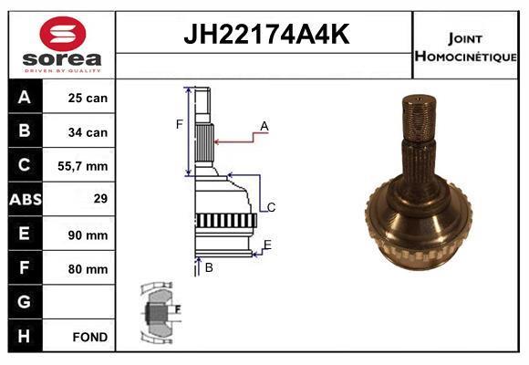 Joint homocinétique, transmission SNRA ref. JH22174A4K