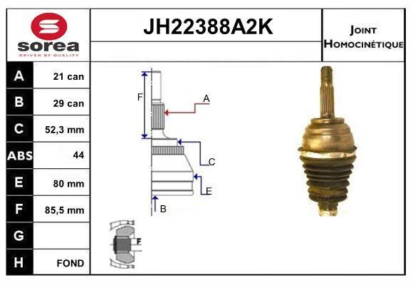 Joint homocinétique, transmission SNRA ref. JH22388A2K