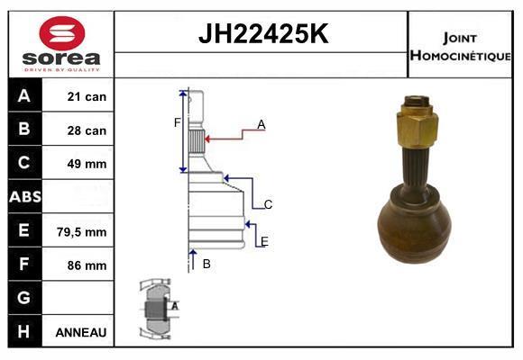 Joint homocinétique, transmission SNRA ref. JH22425K