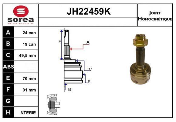 Joint homocinétique, transmission SNRA ref. JH22459K