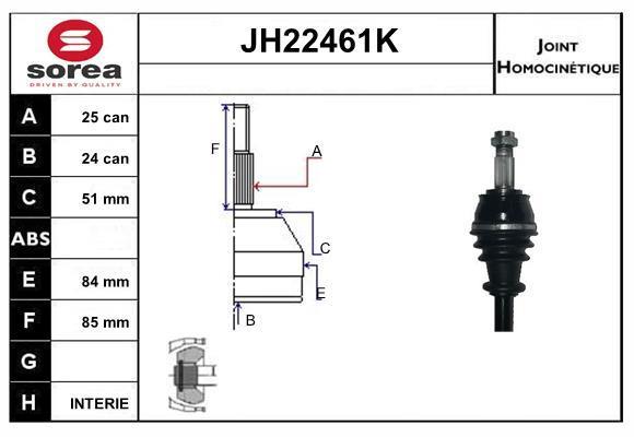 Joint homocinétique, transmission SNRA ref. JH22461K