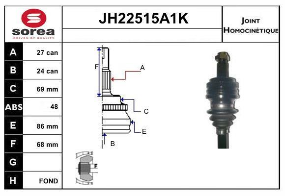 Joint homocinétique, transmission SNRA ref. JH22515A1K