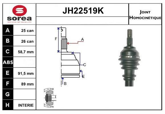 Joint homocinétique, transmission SNRA ref. JH22519K