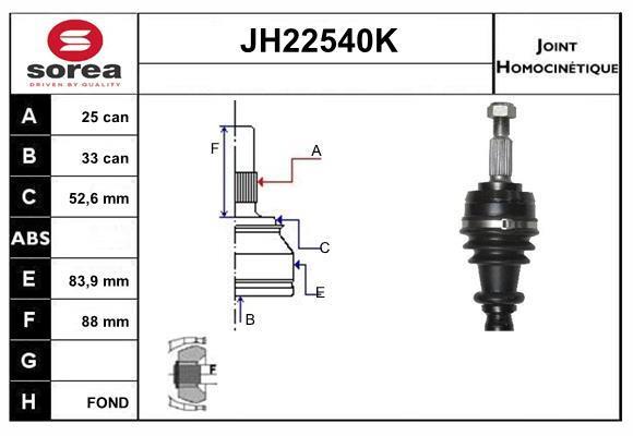 Joint homocinétique, transmission SNRA ref. JH22540K