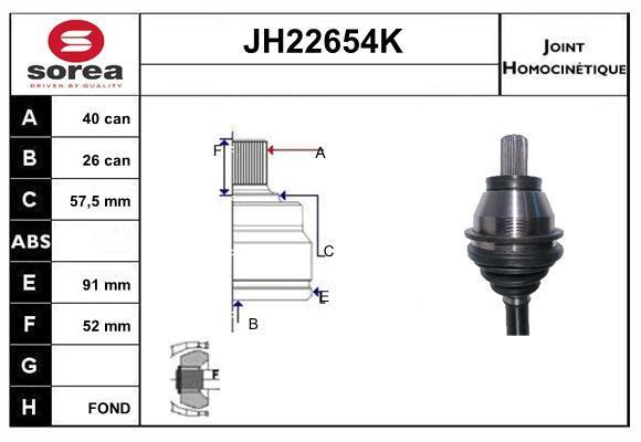 Junta homocinética SNRA ref. JH22654K