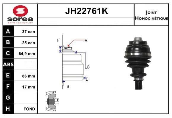 Joint homocinétique, transmission SNRA ref. JH22761K