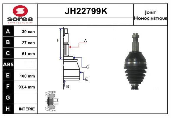 Joint homocinétique, transmission SNRA ref. JH22799K