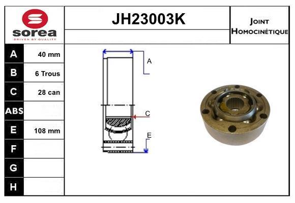 Joint homocinétique, transmission SNRA ref. JH23003K