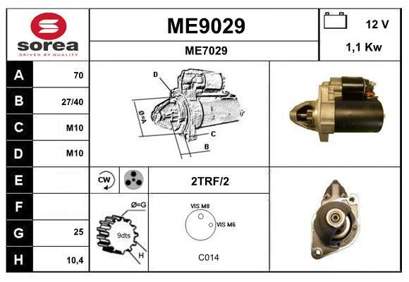 Motor de arranque (Arrancador) SNRA ref. ME9029